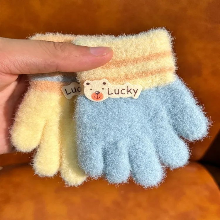 儿童手套冬季婴幼儿宝宝五指分指女可爱男童小孩加厚1-3岁保暖TJ