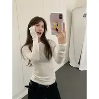 羊毛打底衫女秋冬新款修身显瘦内搭圆领韩系基础正肩长袖t恤 JP88