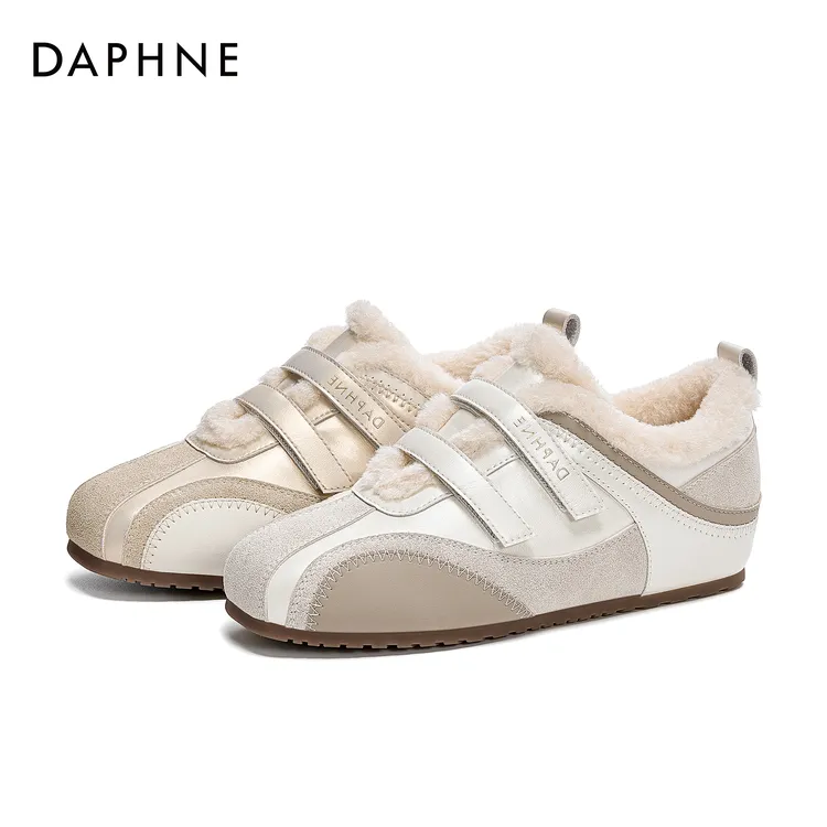 达芙妮保暖棉鞋2025冬季新款时尚百搭休闲舒适加绒防滑休闲鞋