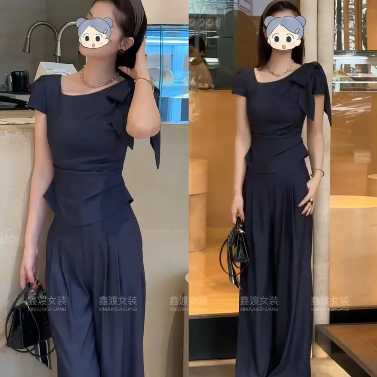 2025夏季新款时尚显瘦气质女士网红洋气两件套百搭款D5594