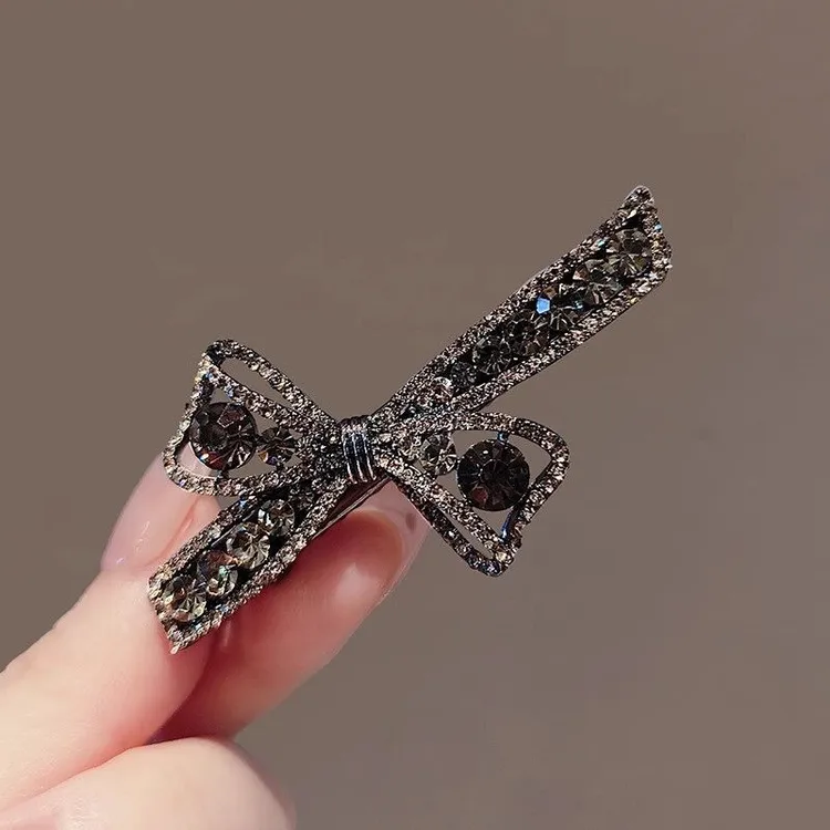 韩版百搭精致高档镂空蝴蝶结鸭嘴夹新款侧边碎发刘海发夹夹子