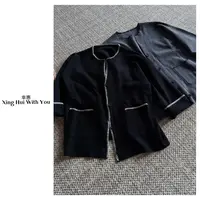 HUI-【匠心】70992 简奢小众撞色毛衣外套