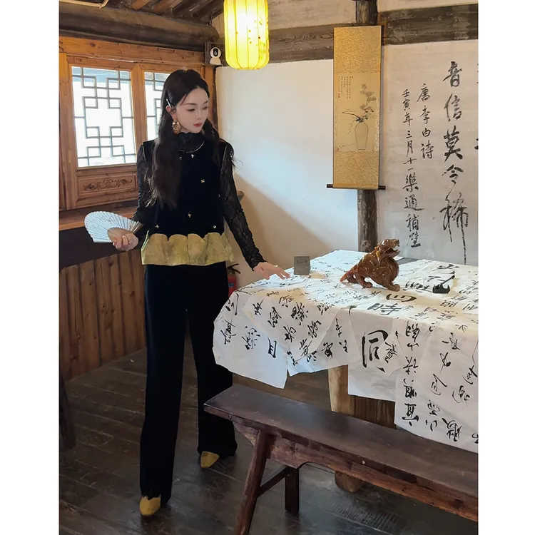 MIERSEOUR 鎏金系列【长腿丝绒】休闲质感显瘦长腿休闲裤7752