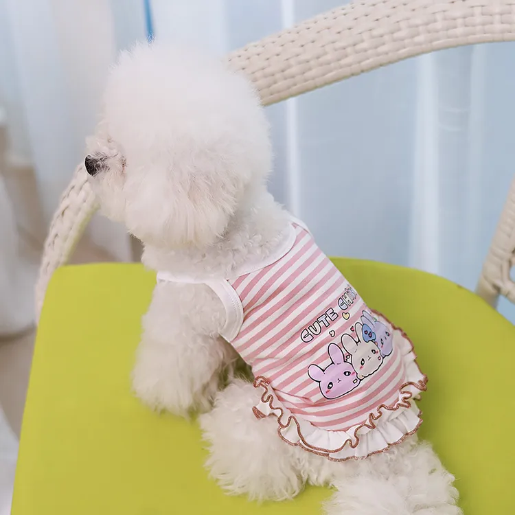 宠物衣服春夏薄款泰迪比熊猫咪狗狗服饰小型犬可爱花边裙摆背心