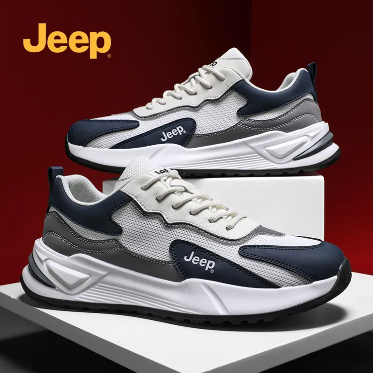 Jeep吉普男鞋时尚百搭透气老爹鞋2025春季新款厚底潮流休闲运动鞋