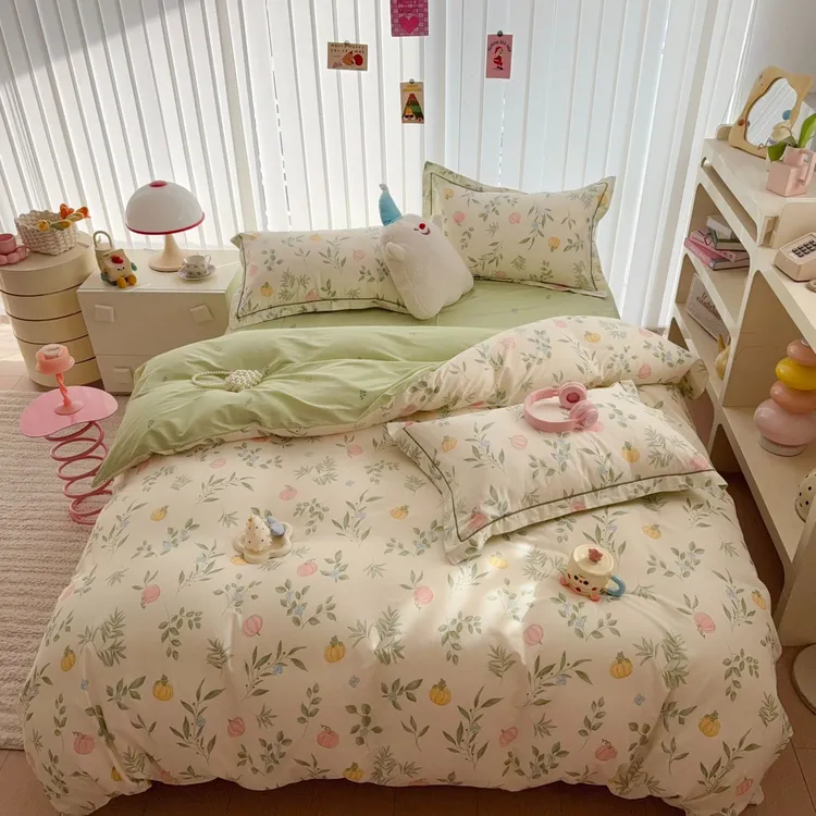 亲肤床品套件简约全棉四件套床单床品床上用品