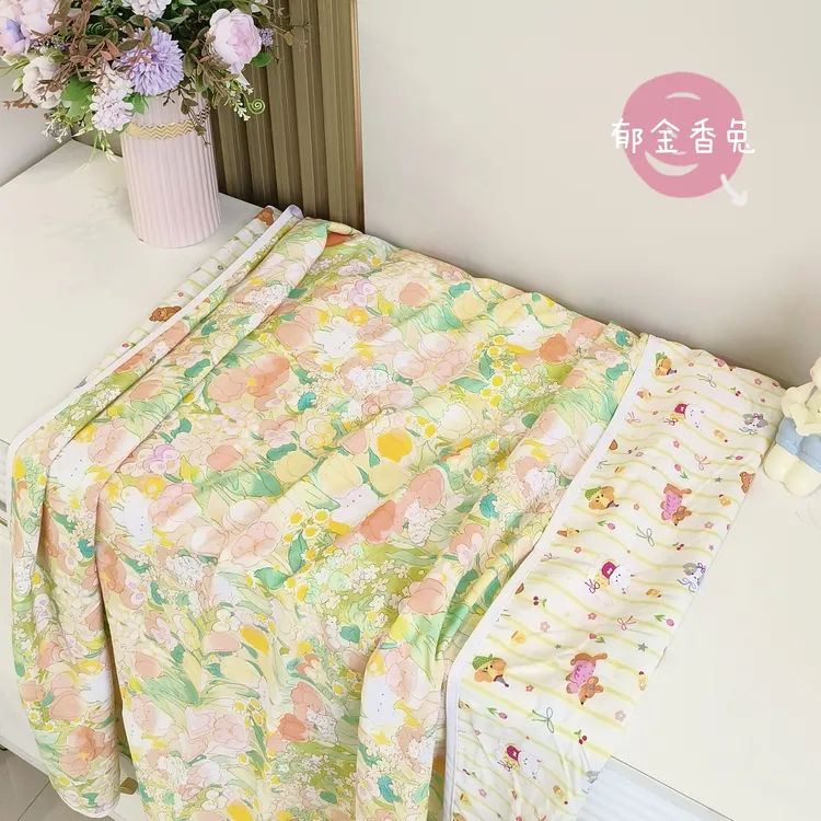 【福运鸟】人造棉夹被夏季空调被凉感碎花印花夏凉被【140*180cm】