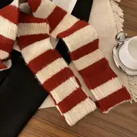 网红ins通用学院极简风学生围巾条纹儿童针织百搭红色保暖
