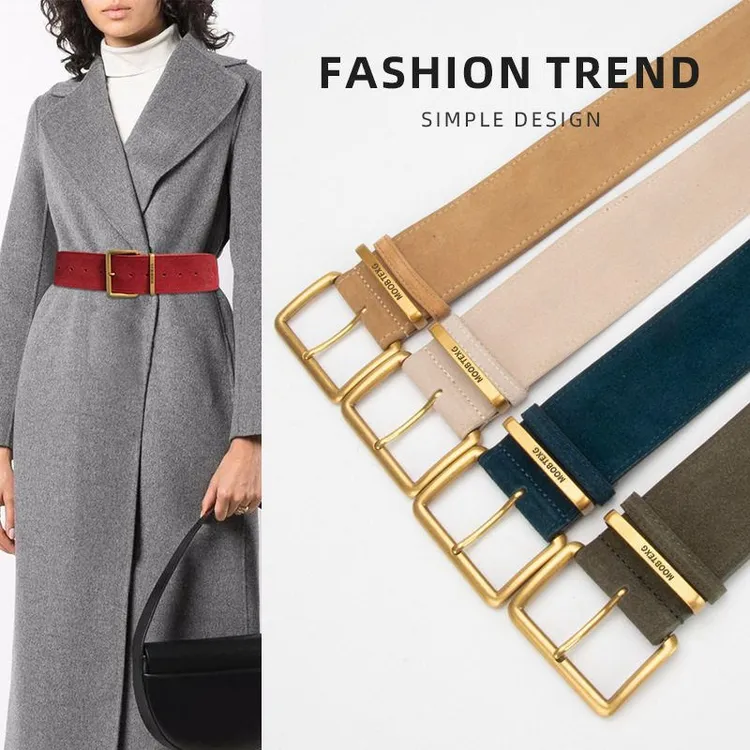 真皮磨砂反绒腰封女时尚配裙子大衣外套外搭毛衣宽腰带女批发跨