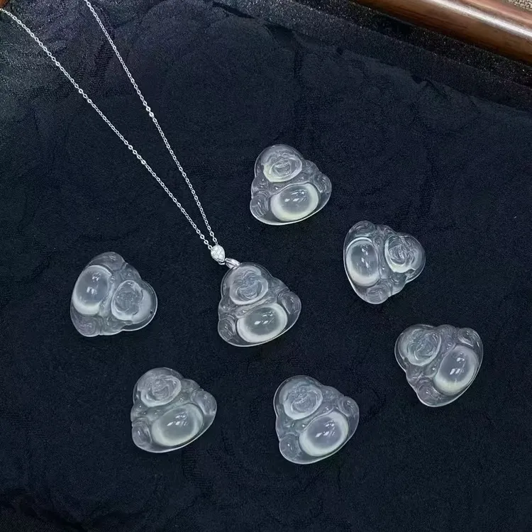 天然冰透玛瑙弥勒笑佛公吊坠男女通用玉髓挂件玛瑙吊坠