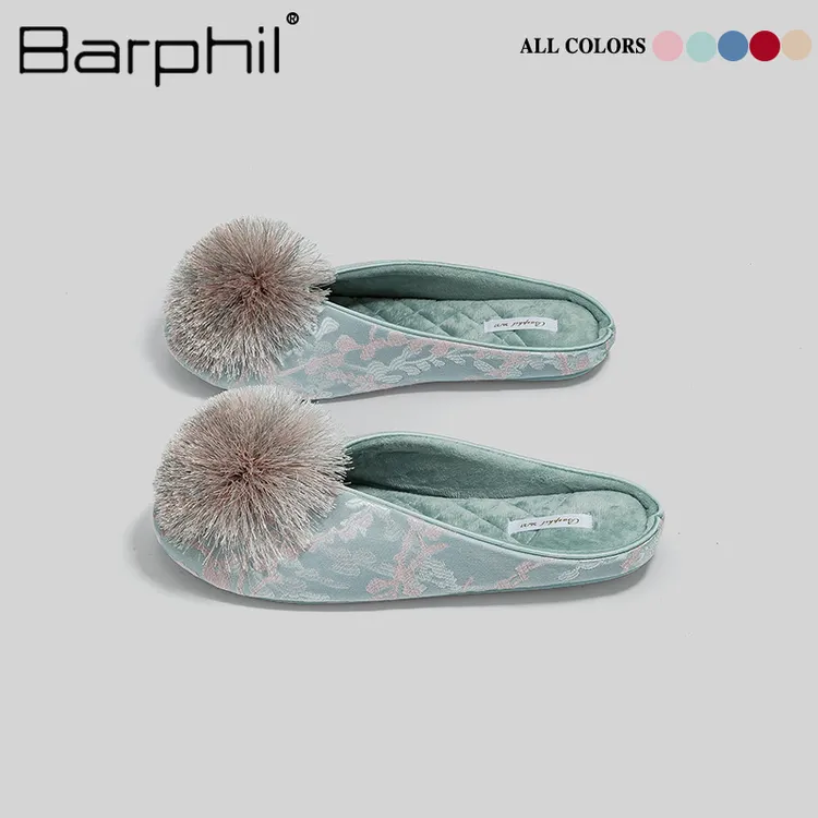 Barphil室内家居拖鞋女款国风防滑静音高级感包头棉拖鞋女款秋冬