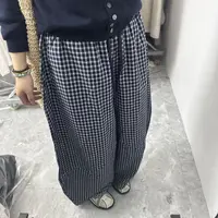 小橙子 格子弯刀裤
