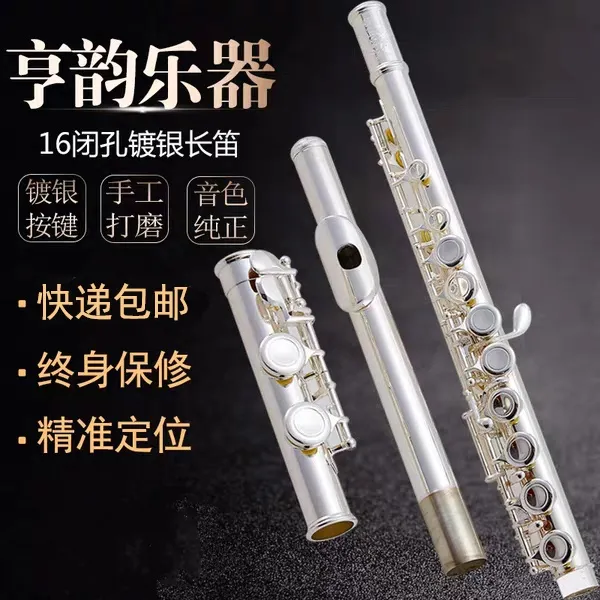 亨韵乐器C调16闭孔17开闭两用镀镍镀银长笛儿童长笛初学演奏款