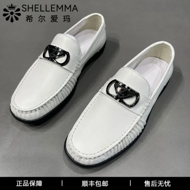 希尔爱玛轻奢男鞋新款男鞋牛皮一脚蹬豆豆鞋懒人鞋潮牌软底时尚休