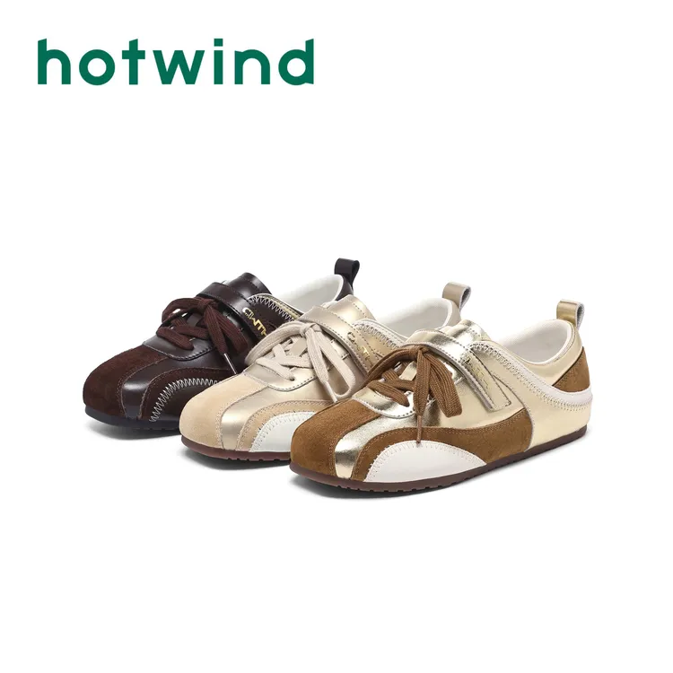 【交个朋友】Hotwind/热风时尚拼色德训鞋女2025秋季新款软底轻便百搭潮流休闲