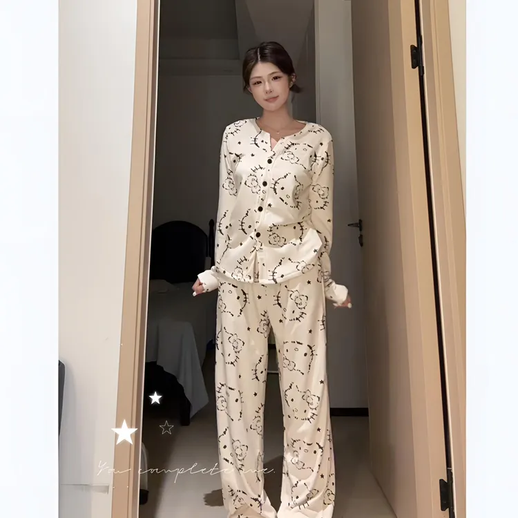 2025新款Kitty海岛绒睡衣女秋冬季加绒保暖显瘦家居服套装可外穿