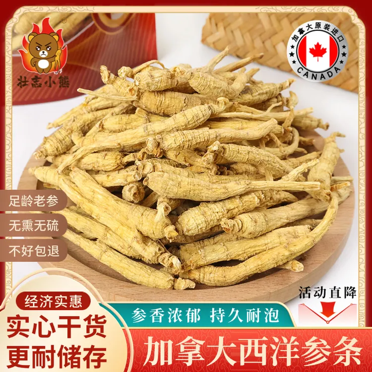 正宗西洋参高品质加拿大西洋参整根1-2克源头工厂直销浓郁泡水