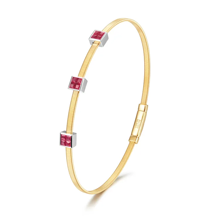 迈隆珠宝钻⽯⼿镯意大利设计款红宝纯手工气质网红时尚轻奢百搭