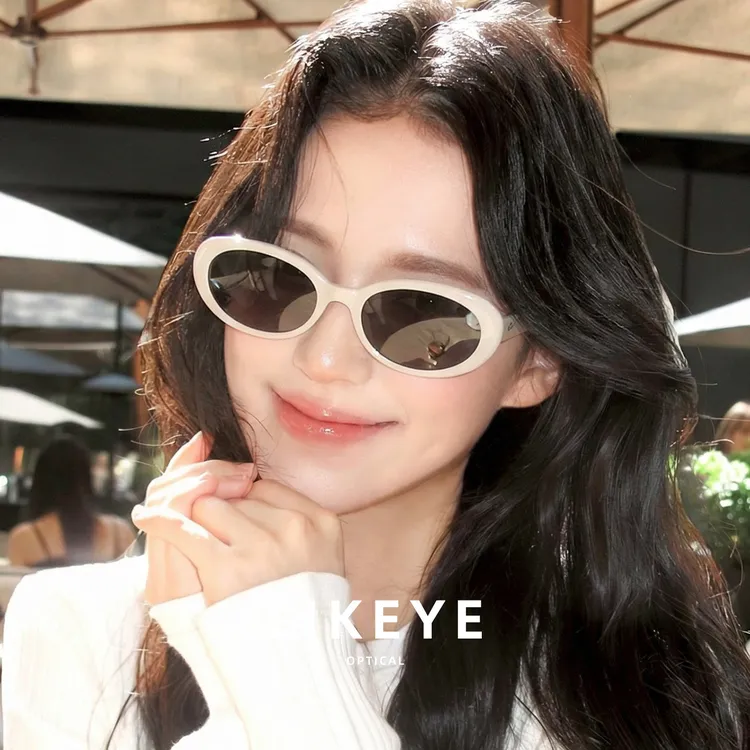 LIKEYE 白色墨镜女高级感椭圆框太阳眼镜适合方圆脸防紫外线UV400商品图