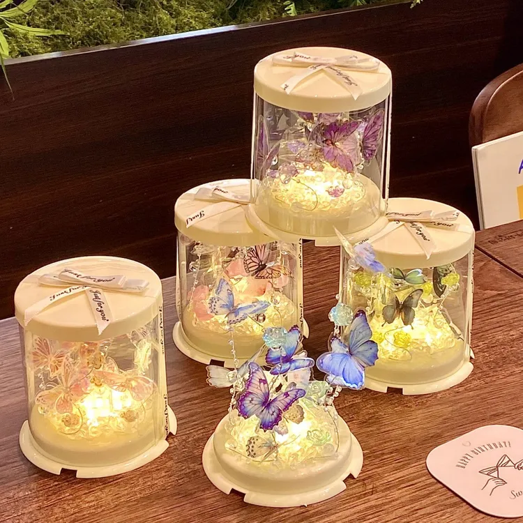 爆款蛋糕盒蝴蝶灯高级摆件浪漫约会氛围原创手作小众心意告白装饰