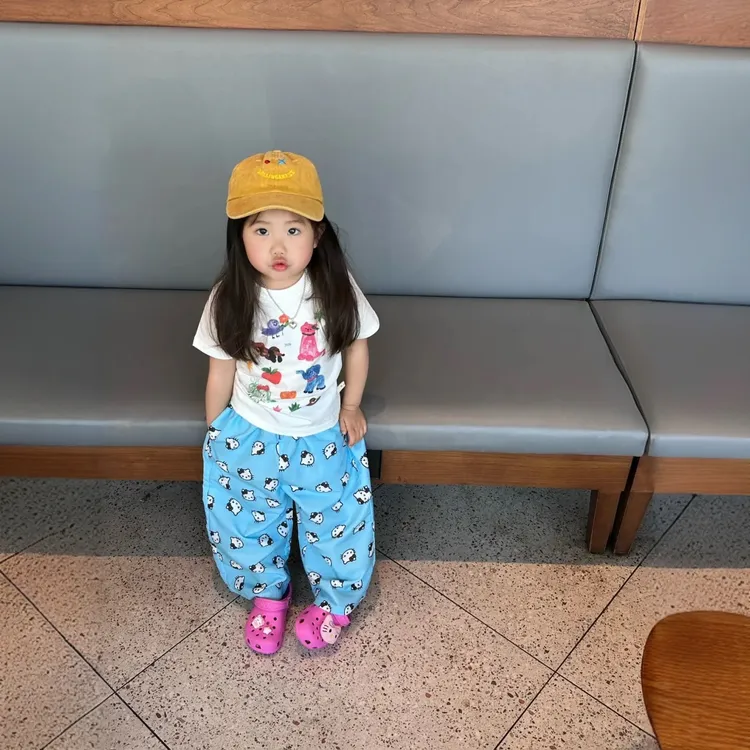 女童防蚊裤套装夏季休闲风卡通动漫短袖两件套女宝防蚊裤可爱薄款