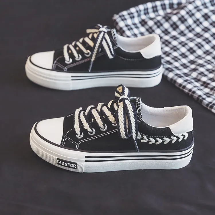 2024新款夏季厚底超火麦穗款帆布鞋休闲百搭小白鞋板鞋布鞋球2505