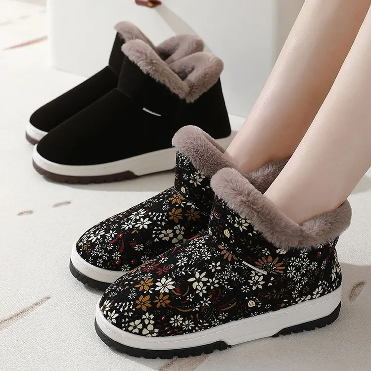 手工棉鞋女冬季中老年保暖鞋男加厚绒防滑妈妈居家月子包跟棉拖鞋