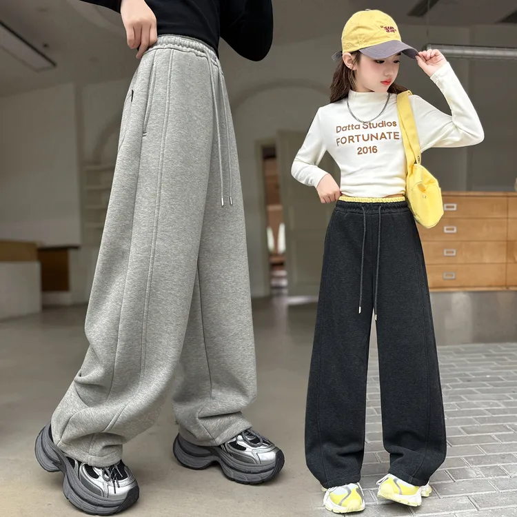 女童加厚弯刀卫裤休闲百搭显瘦休闲裤中大童加绒秋冬季外穿裤子