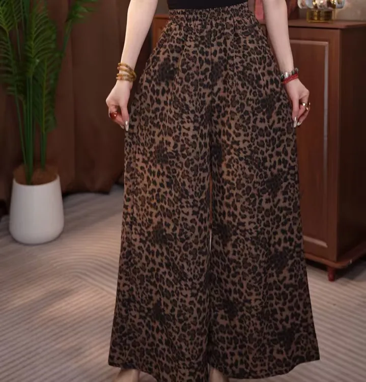 097/ J 时尚气质豹纹纹阔腿裤