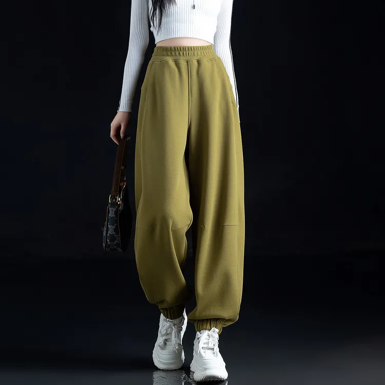 休闲运动裤女士新款加绒卫裤束脚裤子女款爆款2025新款弯刀裤长裤