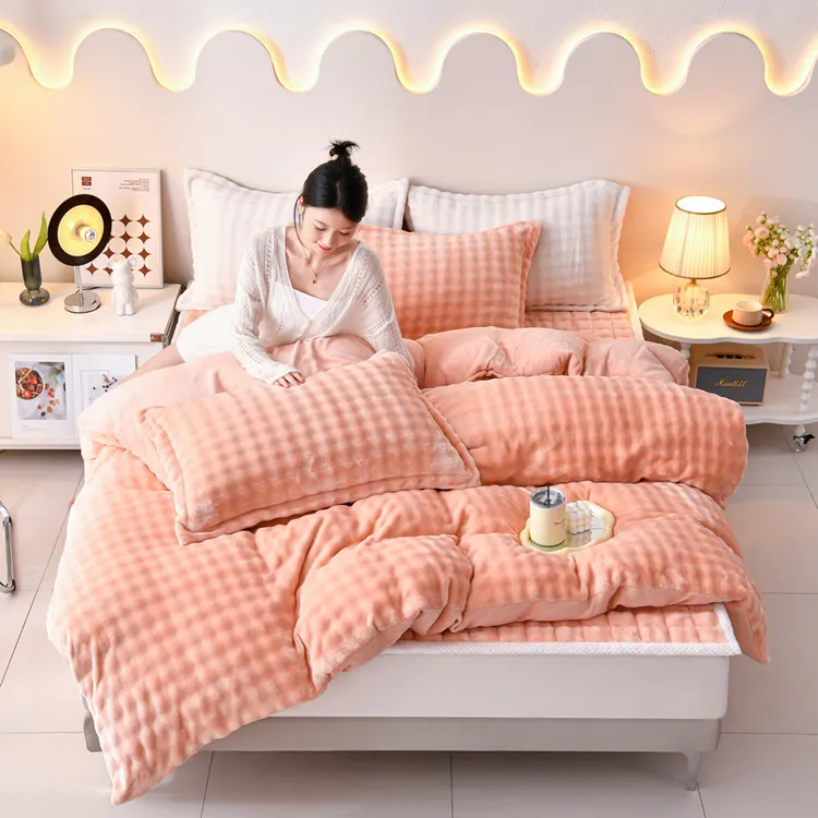 【单被套泡泡绒】牛奶绒被套冬季单人加厚绒毛毯冬天双层被罩午睡毯