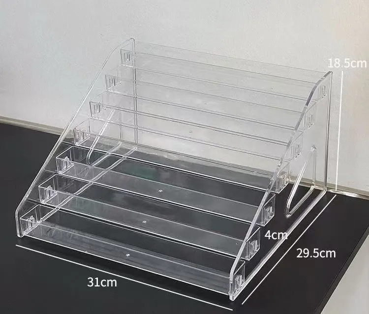 桌面展示板吧唧周边立牌收纳盒透明亚克力多层阶梯展示架谷子徽章