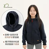 纳桔童装【加厚长毛绒卫衣】儿童秋冬加绒刺绣双头拉链连帽上衣外套