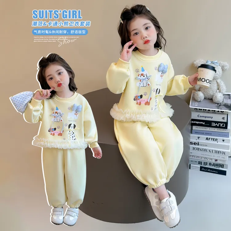 女童蝴蝶结套装洋气儿童时髦卫衣卫裤两件套2025新款小女孩宝宝秋