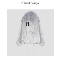 【D.Limit design】山羊绒毛领翻领银灰色鹅绒服DLYXH128W