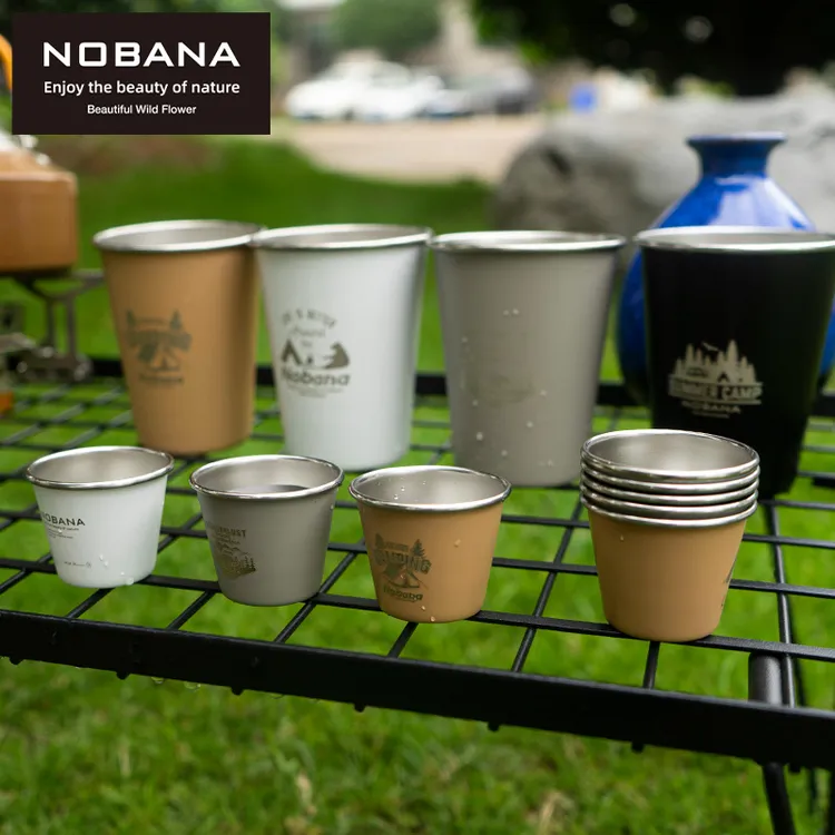 NOBANA户外小酒杯4件套304不锈钢烧烤啤酒杯露营便携烧烤白酒杯