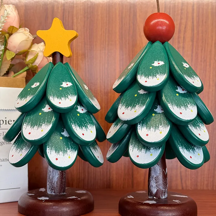 创意圣诞树隔热垫餐桌氛围感摆件创意一棵树实木防烫锅垫杯垫w