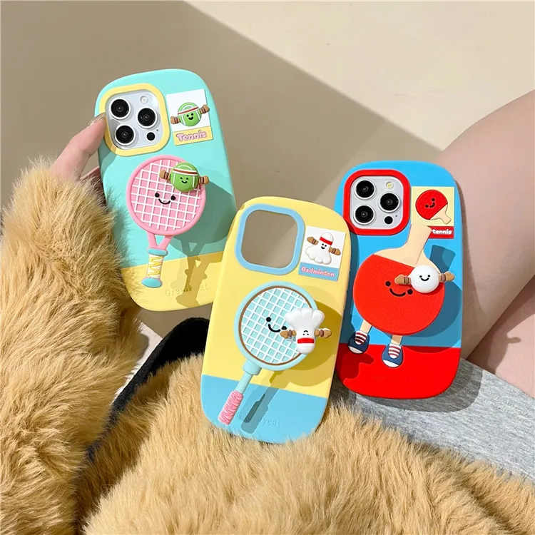 立体羽毛球转转支架iPhone14/13适用苹果16/15PROMAX手机壳手机壳