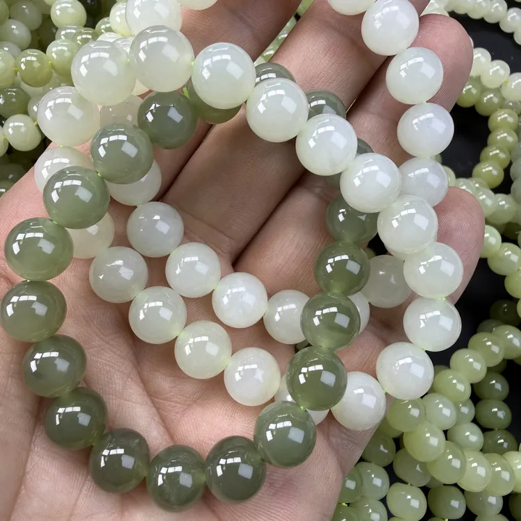 和田玉精品手链卡10圆珠直切筒珠拍一发一多样性