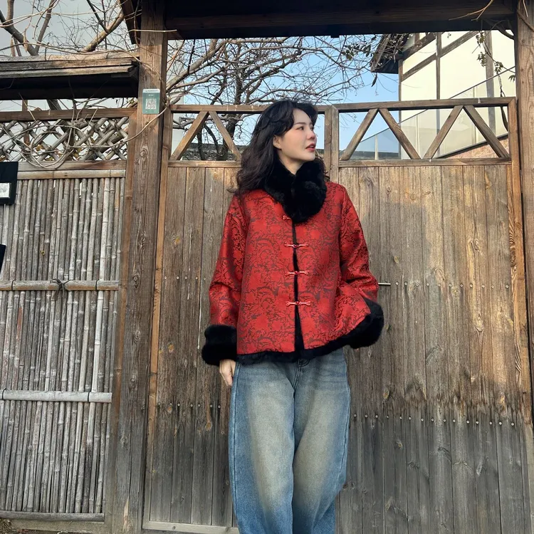 ·汀兰·非遗新中式重工提花上衣双面双穿冬季加厚显瘦新年限定款