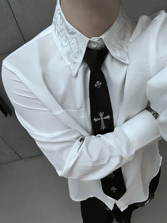 K12 2025刺绣花领衬衫传统西装剪裁cleanfit高级松弛优雅长袖外套