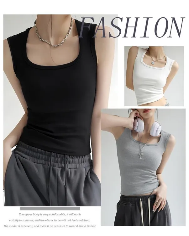 2025春季新款吊带背心女内搭外穿遮副乳工字纯色宽肩带打底上衣潮