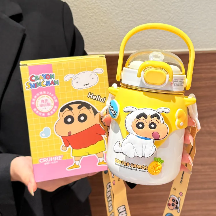 蜡笔小新儿童保温杯男孩女孩上学专用吸管杯大容量幼儿园水壶杯子