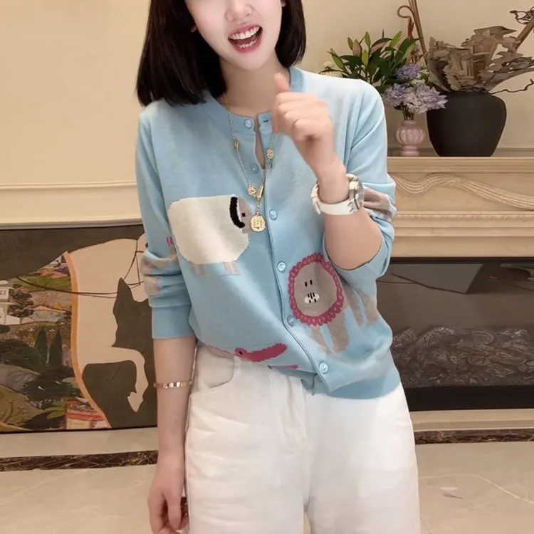 欧货设计感卡通时尚针织开衫女秋季2025新款洋气独特别致上衣女潮