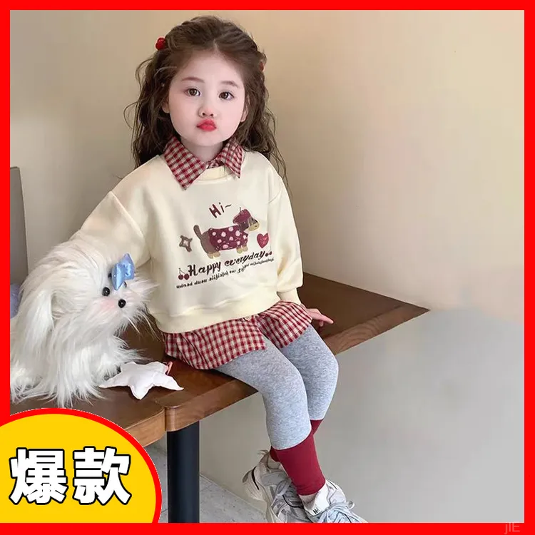 女宝宝2时髦春秋款新款20街网红洋气衣服女童春装套装年5炸儿童装