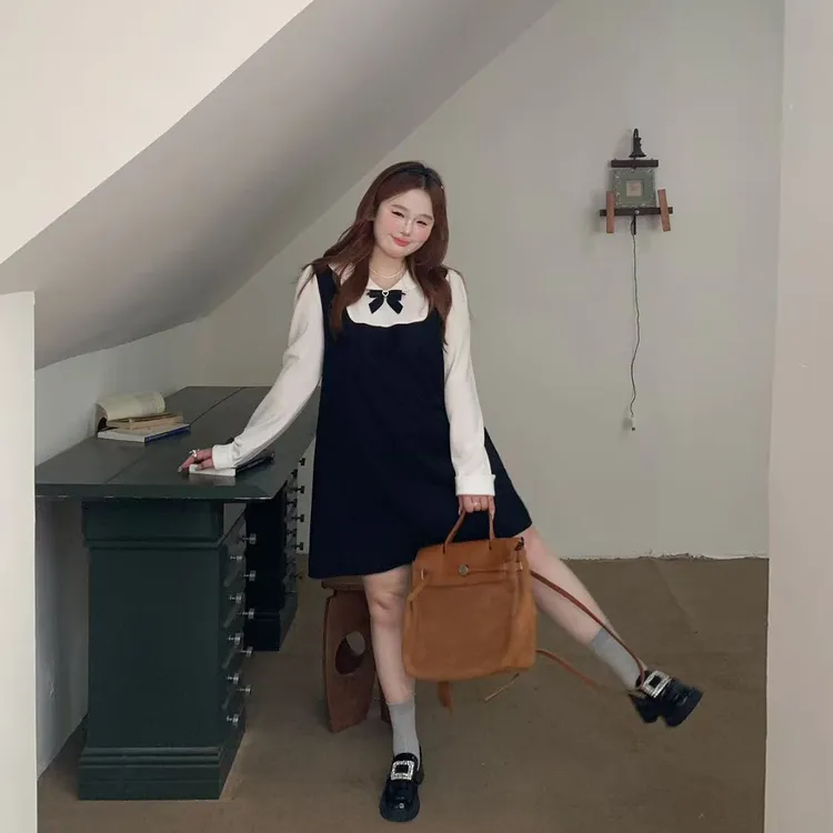 151徐达布【约茉玳抒】大码法式连衣裙女秋季微胖长袖裙子L36961C53