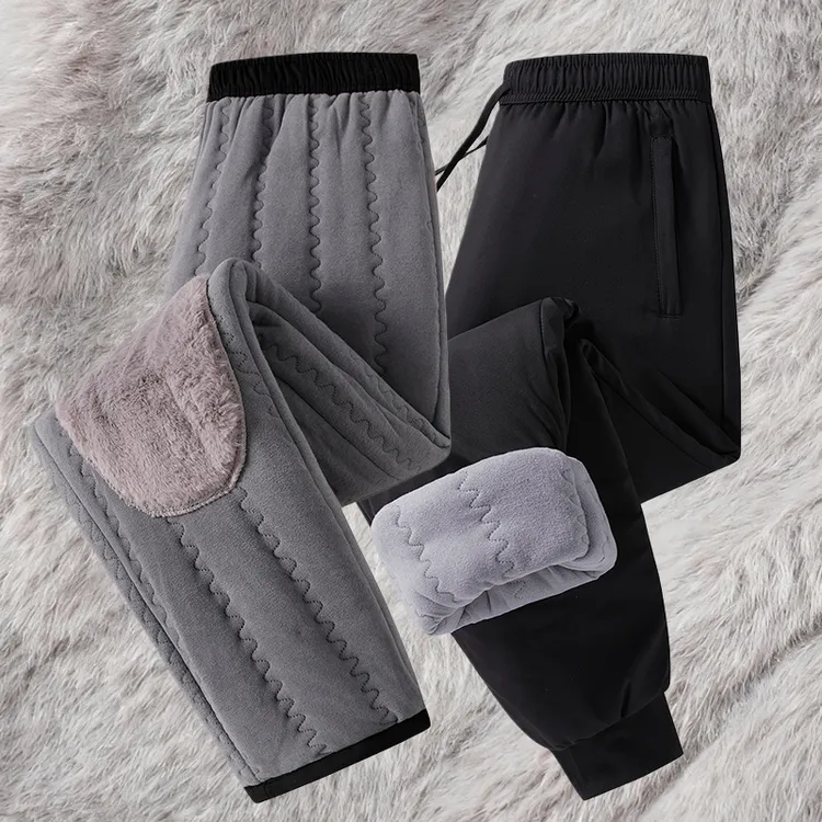 爆款加绒加厚冬季休闲棉裤男女同款宽松大码防风保暖护膝束脚裤