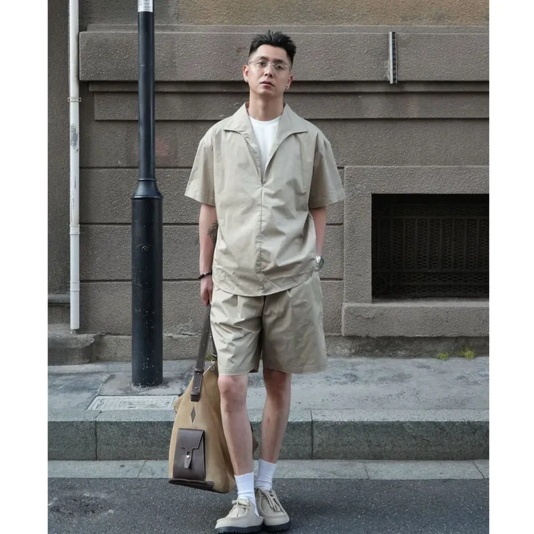 GP22025SS老钱风莱赛尔贵气松弛感夏男假两件男士休闲套装夏季