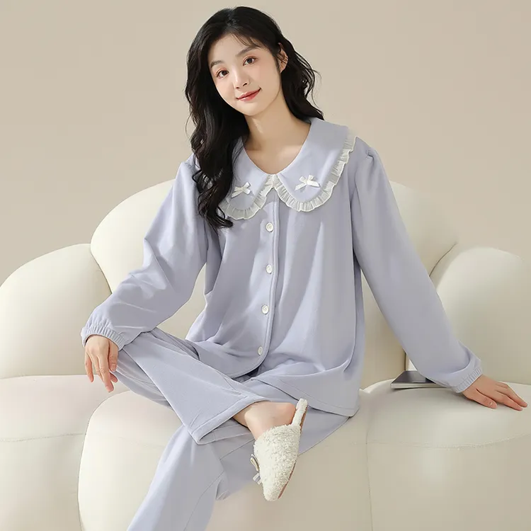 海岛绒长袖睡衣女冬季2025新款娃娃领甜美可爱珊瑚绒家居服可外穿