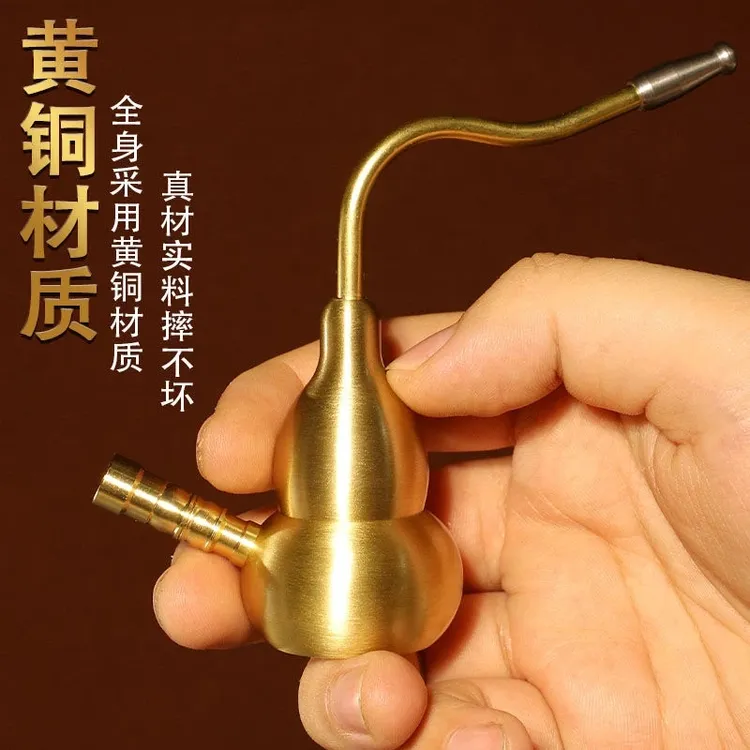 【可清洗可拆卸】纯黄铜水过滤烟嘴粗中细通用便捷送礼佳品葫芦摆件